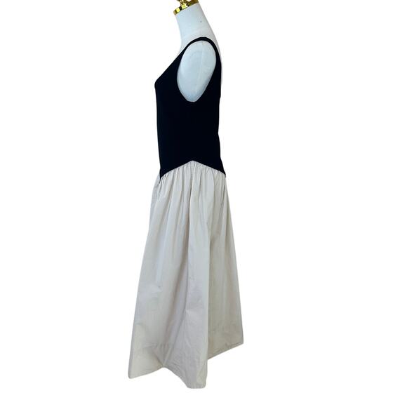 Ronny Kobo Black Cream Fit Flare Midi Dress LARGE Romantic Cotton Designer $410 - Picture 9 of 12